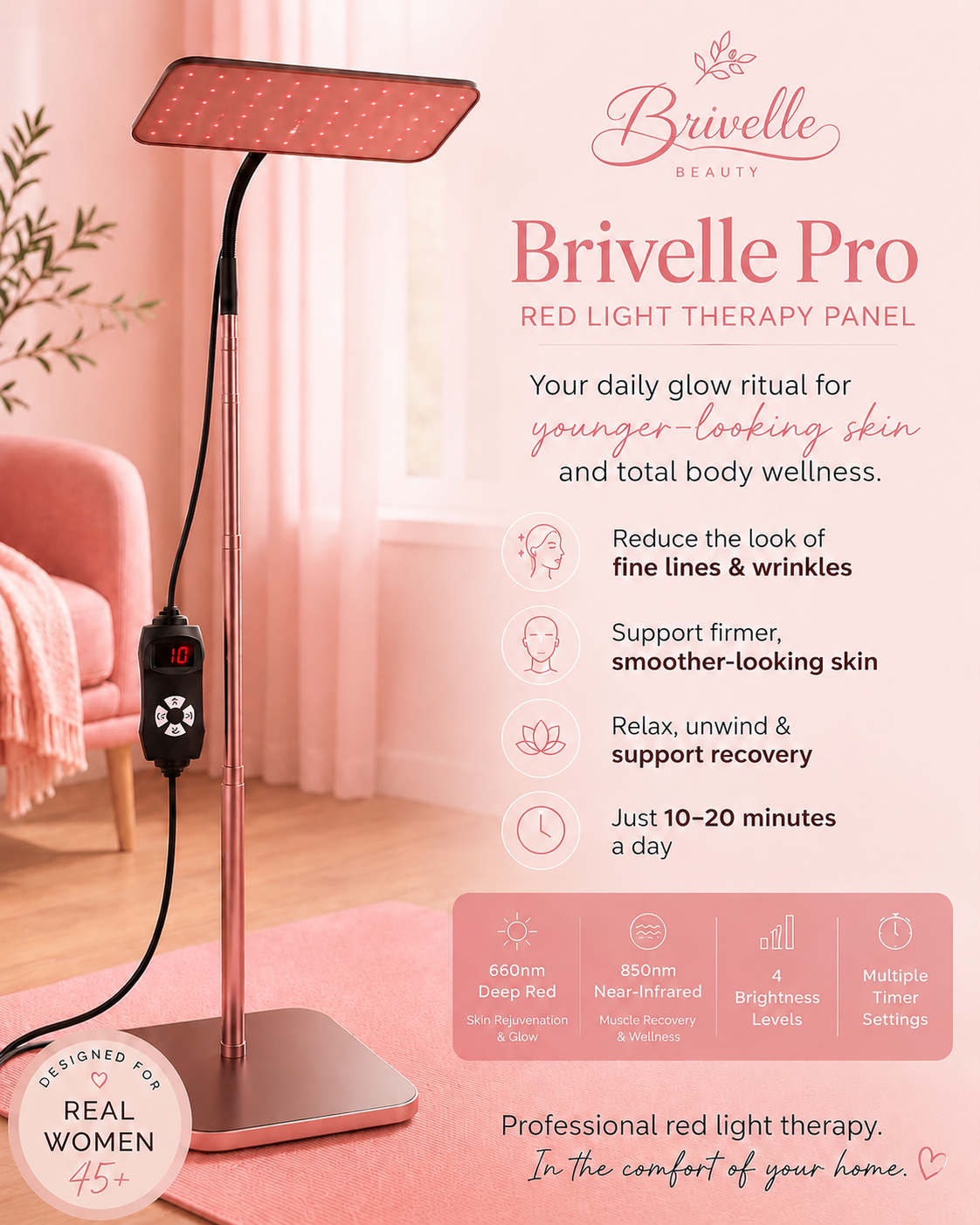 Brivelle Pro Red Light Therapy Panel