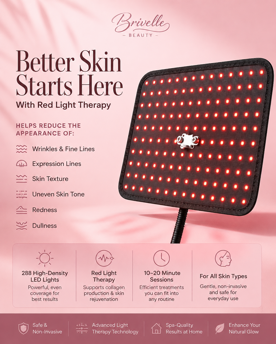 Brivelle™ Radiance Pro Red Light Therapy Panel